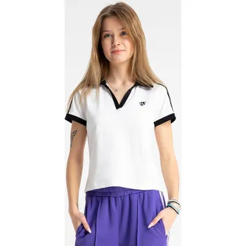Dívčí tričko Reporter Young | Dívčí bílá halenka s polo výstřihem a kontrastními lemy - Barva BÍLÁ, Velikost 146 261-0441G-34-200-1