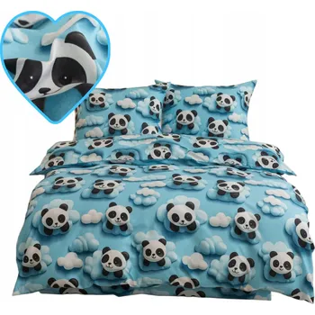 Povlečení Povlečení 160x200 BAVLNĚNÝ SATÉN Modré Pandy