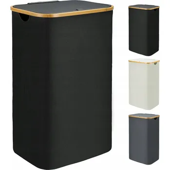 Koš na prádlo BELLZACASA Koš na prádlo 110 l s víkem a vakem, černý