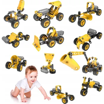 ostatní stavebnice Stavebnice 112 dílů pro stavbu 10 vozidel s motorem pro děti 4-8 let