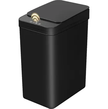 Odpadkový koš Bezkontaktní Odpadkový Koš 12L s Víkem, Senzorem a Tichým Zavíráním, Černý, do Koupelny