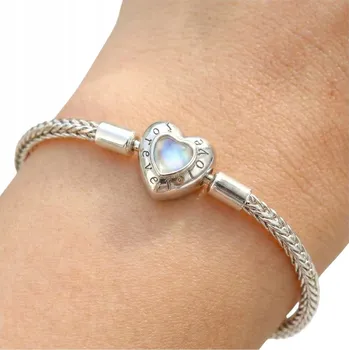 Náramek Stříbrný modulární náramek s přívěsky měsíční kámen Stříbro AG 925