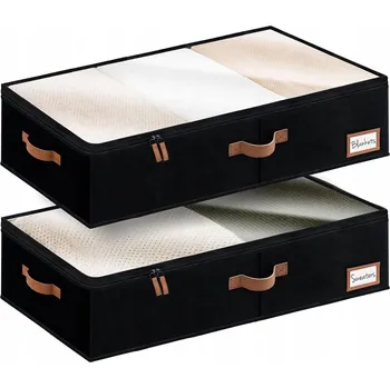 Úložný box STORAGEWORKS Úložný Box na Povlečení Pod Postel Organizér Zip Černý Velký 2ks