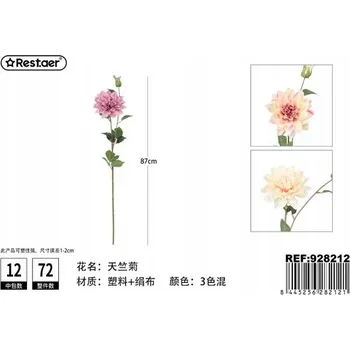 umělá květina Rest.aer-Jednotková 2-květinová chryzantéma 87 cm