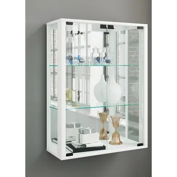 Knihovna Vcm Nástěnná vitrína Udina se zrcadlem včetně LED osvětlení, bílá