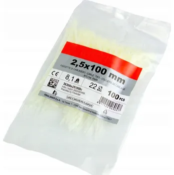 Organizace kabelů Hadicová spona 2,5x100 [mm] balení 100 kusů, BÍLÁ (bílá)