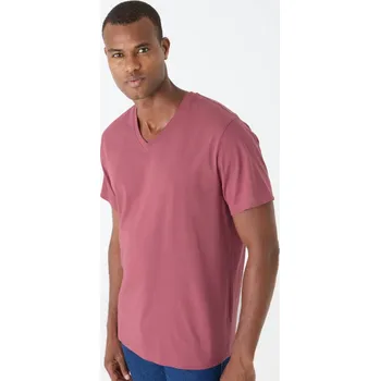 Pánské oblečení Sada 3 triček s výstřihem do V a krátkými rukávy růžová+tmavá růžová+béžová 107/116