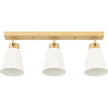 Stropní svítidlo HOMCOM LED 40W stropní svítidlo s dvojitou montáží a nastavitelnými hlavicemi v úhlu 90° se 3 paticemi E27 přírodní dřevo