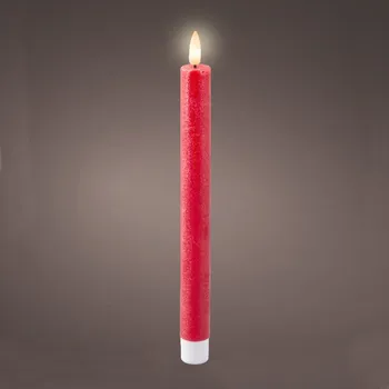 Svíčka Svíčka kónická červená 1LED, t.bílá s časovačem na baterie 2ks