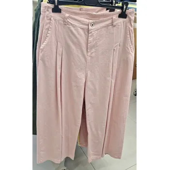 Dámské kalhoty Bavlněné kalhoty široké 10571 barva: žlutá světlá, velikost: S