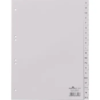 Durable 6510 rejstřík DIN A4 A-Z polypropylen šedá 20 karet vyražené otvory 651010