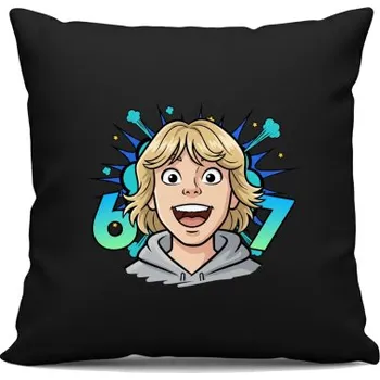 Žertovný předmět 67 Dítě - černý polštář s potiskem- Tričkový.cz