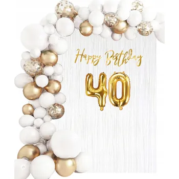 Balónková girlanda bílá zlatá chromová na 40. narozeniny