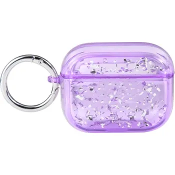 Pouzdro na mobilní telefon Transparentní obal se třpytkami pro AirPods Pro - fialový