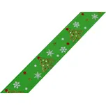 Vánoční rypsová stuha s glitry šíře 25 mm, barva 2 zelená trávová
