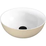Polysan Banera Round umyvadlo na desku 39 cm bez otvoru pro baterii bez přepadu litý mramor bílá béžová mat 14337.82