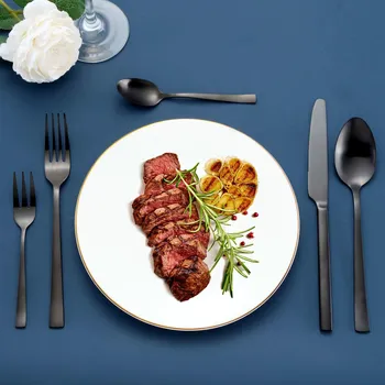 Příbor Sada příborů Hunnycook pro 6 osob, 30kusů, černé příbory z oceli