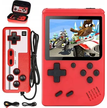 Herní konzole 800 HER RETRO PŘENOSNÁ KONZOLE 3" DISPLEJ S NABÍJENÍM 5-6H HRANÍ ČERVENÁ