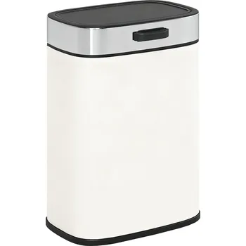 Odpadkový koš HOMCOM Odpadkový koš 5 l, volně stojící nebo závěsný, nerezová ocel, krémově bílý