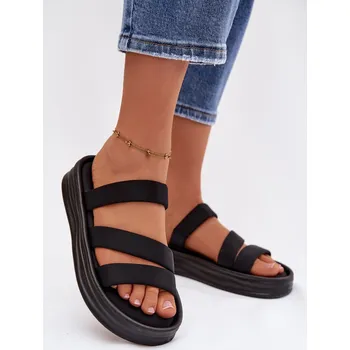 Dámské žabky Materiálové dámské pantofle na platformě s pásky Černé Liorine 36