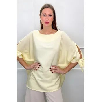 Dámská halenka Halenka s průstřihy na ramenou 37090 barva: žlutá světlá