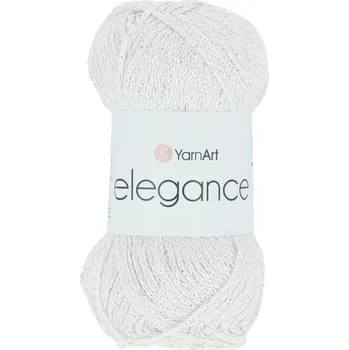 Yarnart Elegance 101 bílá se stříbrnou nití