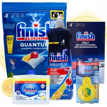 Tableta do myčky Sada FINISH do myčky nádobí: Tablety Quantum 60 ks, Sůl, Leštidlo, Čistič