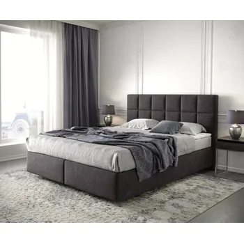 Postel DELIFE Boxspring postel Dream-Fine 160x200 cm mikrovlákno černá s matrací a topperem