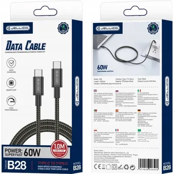 Datový kabel Kabel Jellico USB typ C - USB typ C 1 m černý