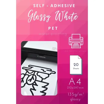 Fotopapír Samolepicí lesklý bílý papír 20 ks A4 PAP-CSF016