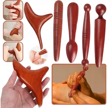 Masážní přístroj MASÁŽNÍ PŘÍSTROJ DŘEVĚNÁ SADA 5 KUSŮ MASÁŽNÍ PŘÍSTROJ RUČNÍ MASÉR PRO HLOUBKOVOU MASÁŽ