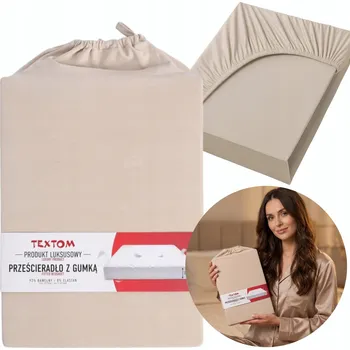 Prostěradlo Prostěradlo s Gumou 160x200cm + 35cm Béžové Bavlna Elastan Pevné