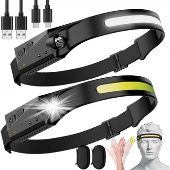 LED ČELOVKA S USB DOBÍJECÍM ČELOVKA SNÍMAČEM 5 REŽIMŮ