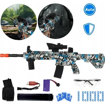 Dětská zbraň ELEKTRICKÁ PUŠKA NA GELOVÉ KULIČKY AUTOMAT + TLUMIČ, PLNÁ SADA BEZPEČNÁ