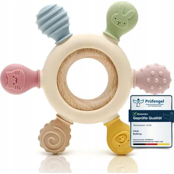 KOUSÁTKO PRO MIMINKA CAJA RING DŘEVO SILIKONOVÉ VÝSTUPKY