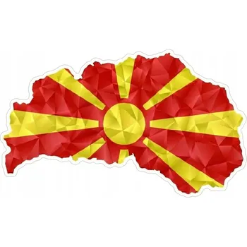 Samolepicí dekorace na vozidlo NÁLEPKA na Auto | MAPA Makedonie, VLAJKA, SLUNCE, BALKÁN, MOTO VÝLET