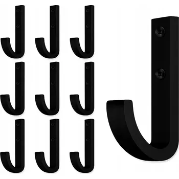 Věšák 10x HÁČEK NA OBLEČENÍ ČERNÝ VĚŠÁK NA OBLEČENÍ NÁSTĚNNÝ NÁBYTKOVÝ VĚŠÁK