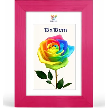 Obraz Rámeček na fotografie 13 x 18 cm, růžový, z přírodního dřeva