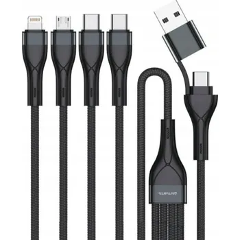 Datový kabel 4smarts USB kabel USB-A + USB-C - 2x USB-C + Lightning + microUSB 1,2 m černý (541023)