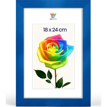 Obraz Rámeček na fotografie 18 x 24 cm, modrý, z přírodního dřeva