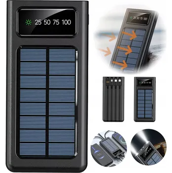 Powerbanka PŘENOSNÁ POWERBANKA S LED SVÍTILNOU A VESTAVĚNÝMI KABELY