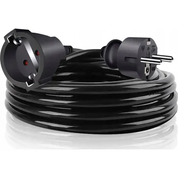Napájecí kabel PRODLUŽOVACÍ KABEL SÍŤOVÝ ZAHRADNÍ STAVEBNÍ S UZEMNĚNÍM 1 Zásuvka 20m Černý