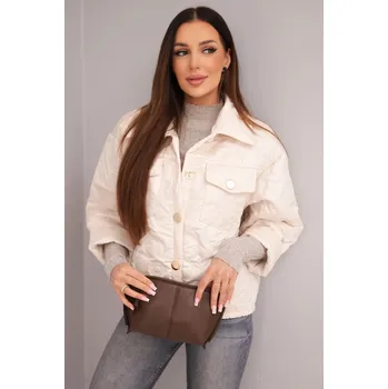 Dámská bunda Dámská jarní prošívaná bunda s květinovým vzorem béžová UNI