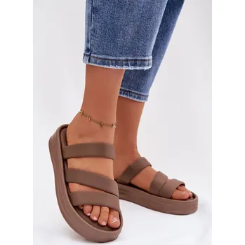 Dámské sandále Materiálové dámské sandály na platformě s pásky Khaki Liorine 40