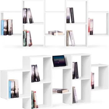 regál Biely závesný regál s 8 policami