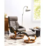 Polohovací křeslo hnědé s podnožkou Umělá kůže čalouněné vyhřívané masážní dřevěný rám Nastavitelná zádová opěrka Retro design Beliani