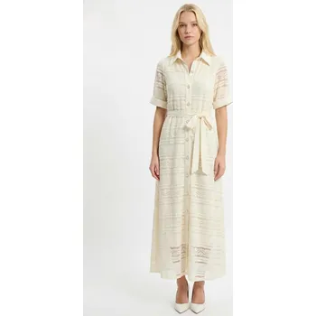 Dámské šaty Dlouhé krajkové šaty A86066 barva: béžová