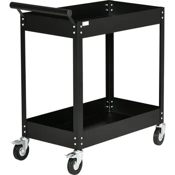 DURHAND Dílenský vozík DURHAND, 2 police, kolečko, 4 kolečka, ocel, do 150 kg, 84,5 x 38 x 84 cm, černý