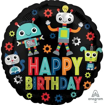Balónek GoDan Balónek fóliový Birthday robots 46 cm