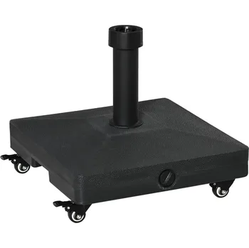 Zahradní altán Outsunny stojan na slunečník plnitelný až do 20 kg slunečník s válečkem stojan na slunečník pro tyče slunečníku 22-38 mm podstavec na slunečník pro zahradu terasu balkon černý